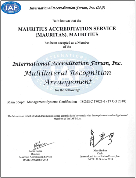 International Accreditation mauritas